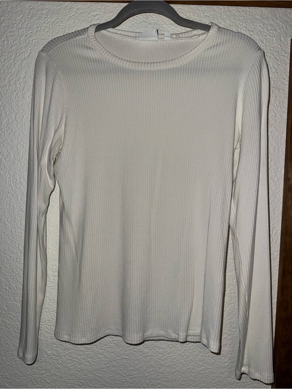 Cyrus Ribbed Long Sleeve Crewneck Top - Cream